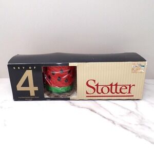 Vintage Acrylic Stotter Watermelon Tumblers, set of 4, In Original Box (1980s)